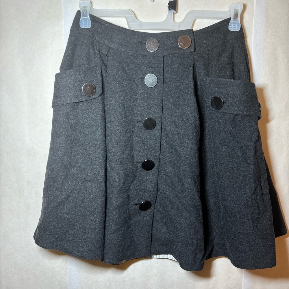 Elevenses Dark Gray Buttoned Skirt Heavy